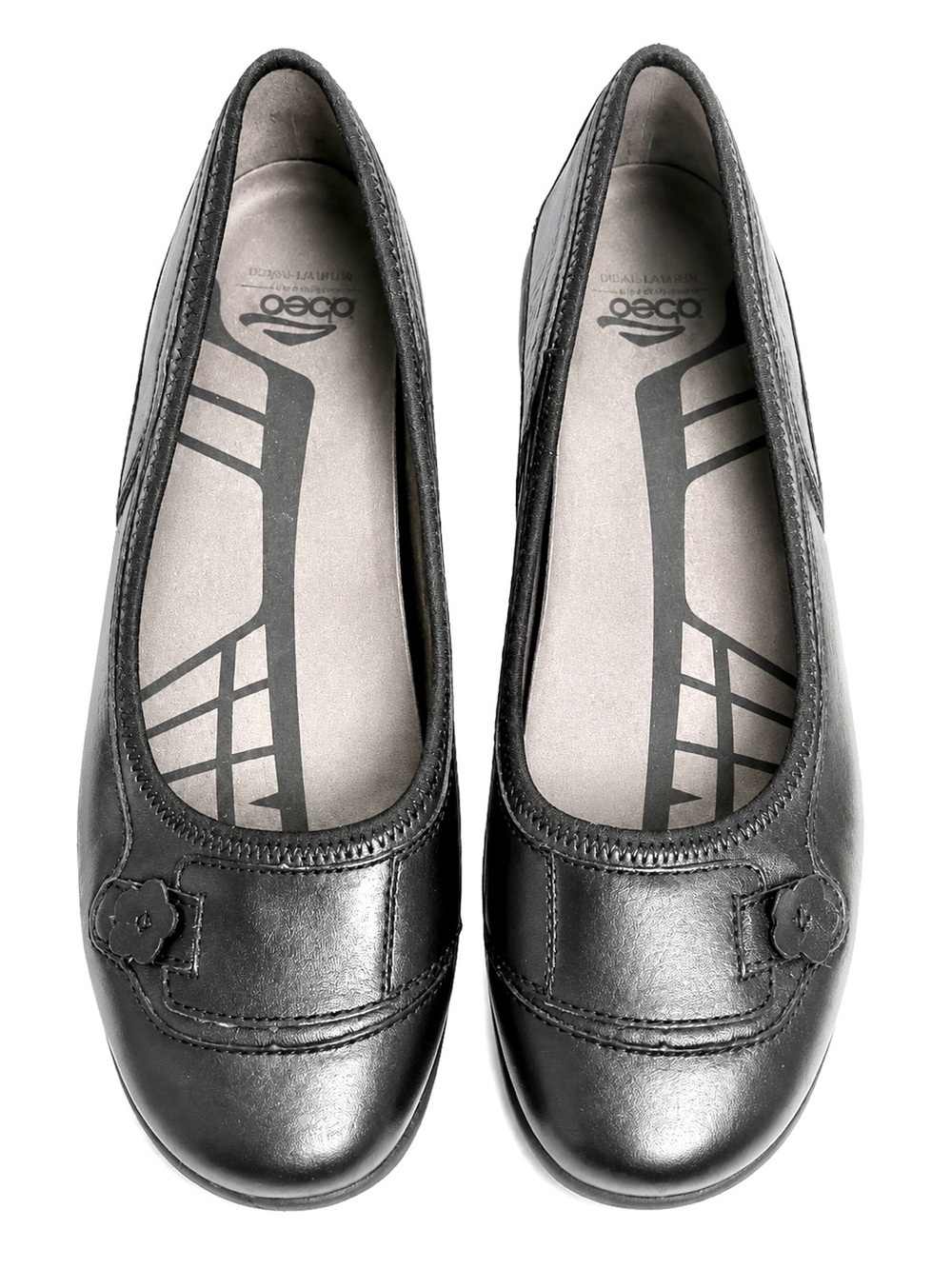 ABEO smart system women's orthopedic leather ballet flats black round toe 10M